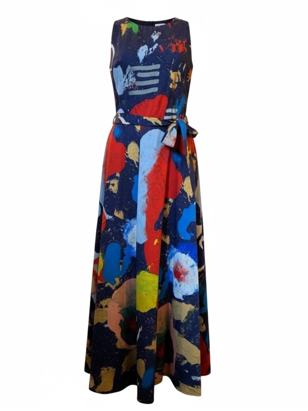 Ralph Lauren purple label Navy Abstract Paint-Splash Midi Dress